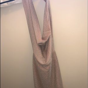 Scoop neck backless glamorous sparkly champagne mini dress